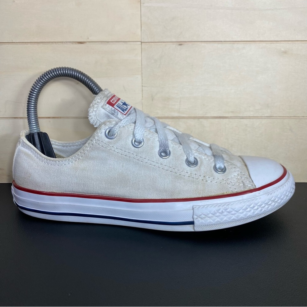 Converse Chuck Taylor White Red Blue Unisex Kid's Youth Size 3 Shoes Distressed